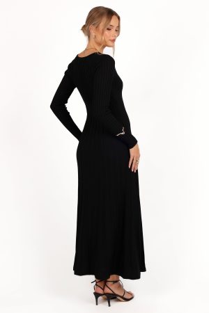 Alison Long Sleeve Maxi Dress – Black