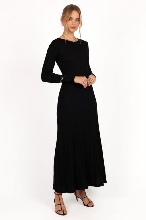 Alison Long Sleeve Maxi Dress – Black