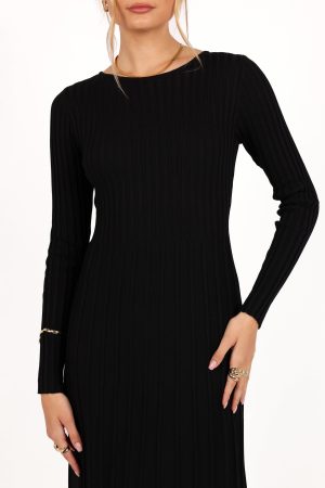 Alison Long Sleeve Maxi Dress – Black