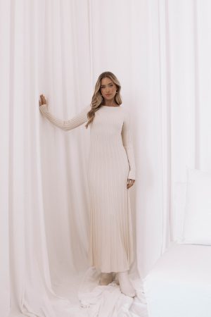 Alison Long Sleeve Maxi Dress – Cream