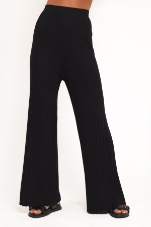 Alix Ribbed Knit Set – Black