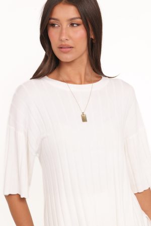 Alix Ribbed Knit Set – Cream