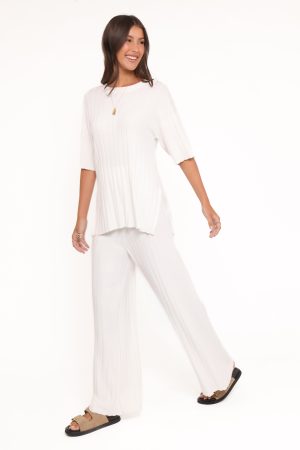 Alix Ribbed Knit Set – Cream