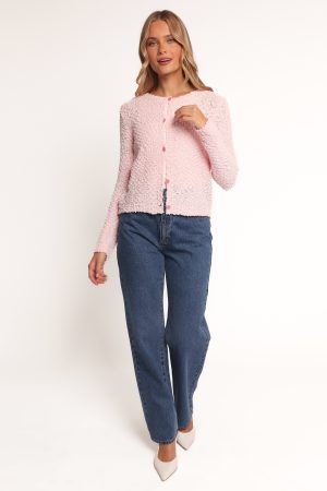 Ally Texture Cardigan – Pink