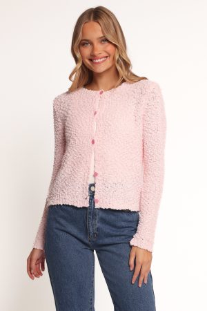 Ally Texture Cardigan – Pink