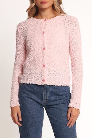 Ally Texture Cardigan – Pink