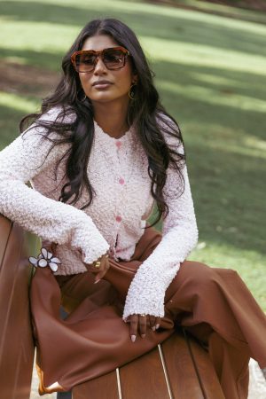 Ally Texture Cardigan – Pink