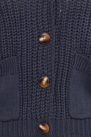 Amelia Oversize Collar Button Cardigan – Navy
