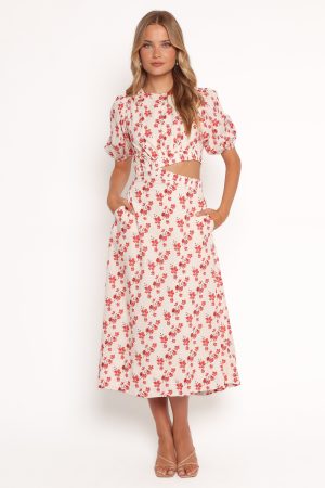 Aminah Puff Sleeve Dress – Red Floral
