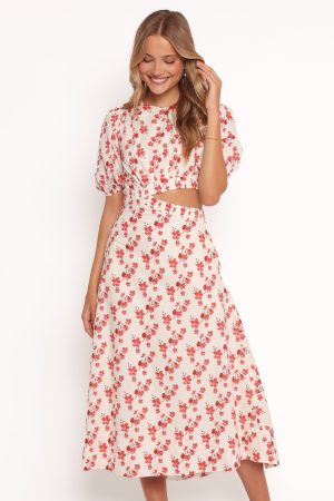 Aminah Puff Sleeve Dress – Red Floral