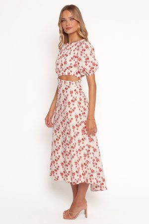 Aminah Puff Sleeve Dress – Red Floral
