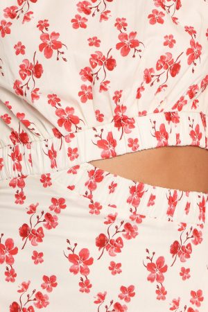 Aminah Puff Sleeve Dress – Red Floral