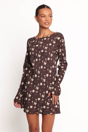 Amity Mini Dress – Brown Floral
