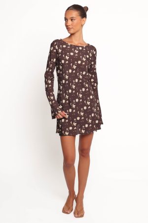 Amity Mini Dress – Brown Floral