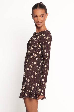 Amity Mini Dress – Brown Floral