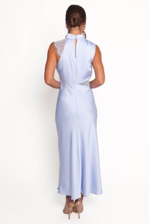 Anabelle Halter Neck Lace Maxi Dress – Baby Blue