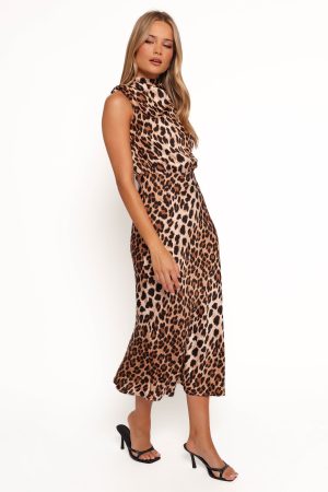 Anabelle Halter Neck Midi Dress – Leopard