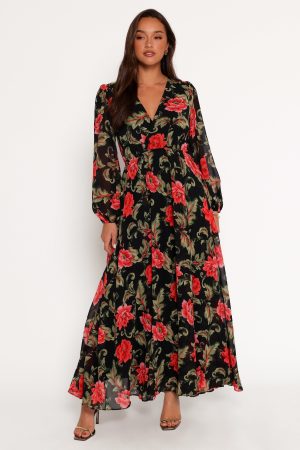 Anisa Maxi Dress – Black Floral