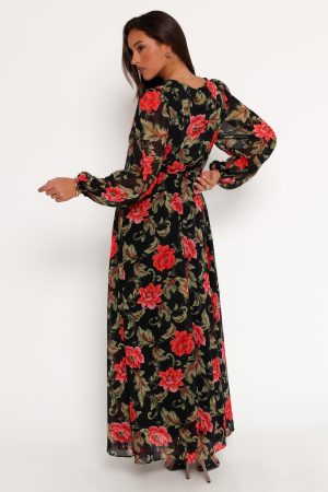 Anisa Maxi Dress – Black Floral