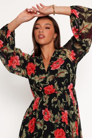 Anisa Maxi Dress – Black Floral