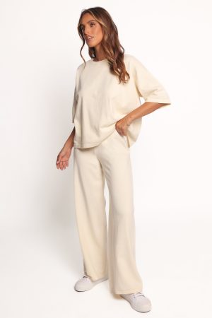 Ash Knitted Pants – White