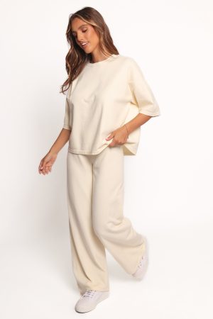 Ash Knitted Pants – White