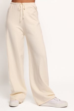 Ash Knitted Pants – White