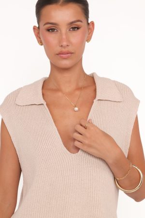 Asha Knitted Top – Beige