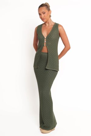 Asplie Knit Maxi Skirt – Olive