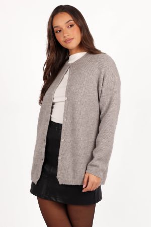 Astor Classic Button Up Cardigan – Light Grey