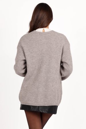 Astor Classic Button Up Cardigan – Light Grey