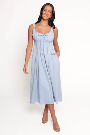 Auguste Midi Dress – Pale Blue