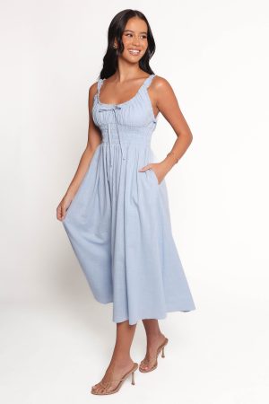 Auguste Midi Dress – Pale Blue