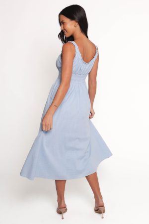 Auguste Midi Dress – Pale Blue