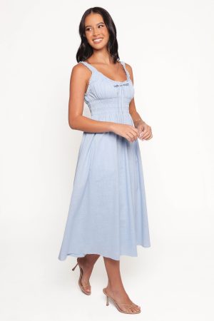 Auguste Midi Dress – Pale Blue