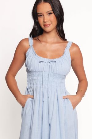Auguste Midi Dress – Pale Blue