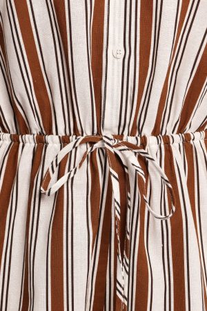Beau Long Sleeve Playsuit – Chocolate Stripe