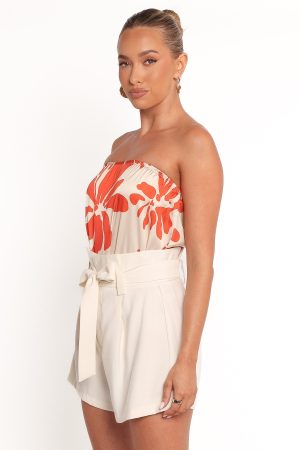 Beca Strapless Top – Red Floral