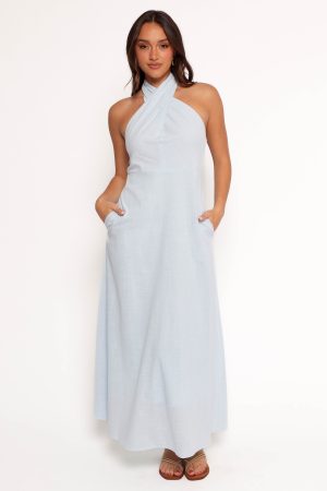 Betsy Halterneck Maxi Dress – Pale Blue