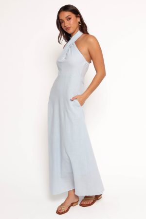 Betsy Halterneck Maxi Dress – Pale Blue