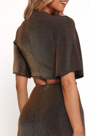 Blanca Cut Out Maxi Dress – Black/Rose Gold