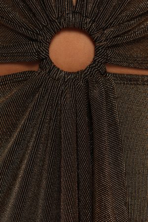 Blanca Cut Out Maxi Dress – Black/Rose Gold