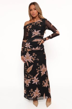 Bloise Maxi Skirt – Black Floral