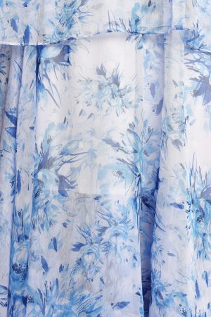 Bloom Strapless Maxi Dress – Blue