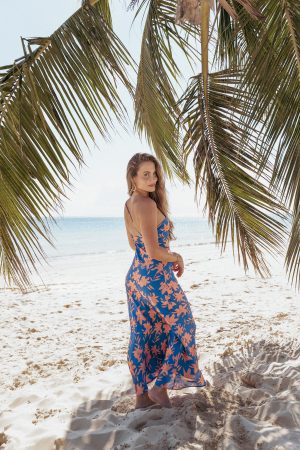 Bottie Maxi Dress – Blue/Orange Floral