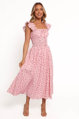 Bronte Midi Dress – Pink Floral
