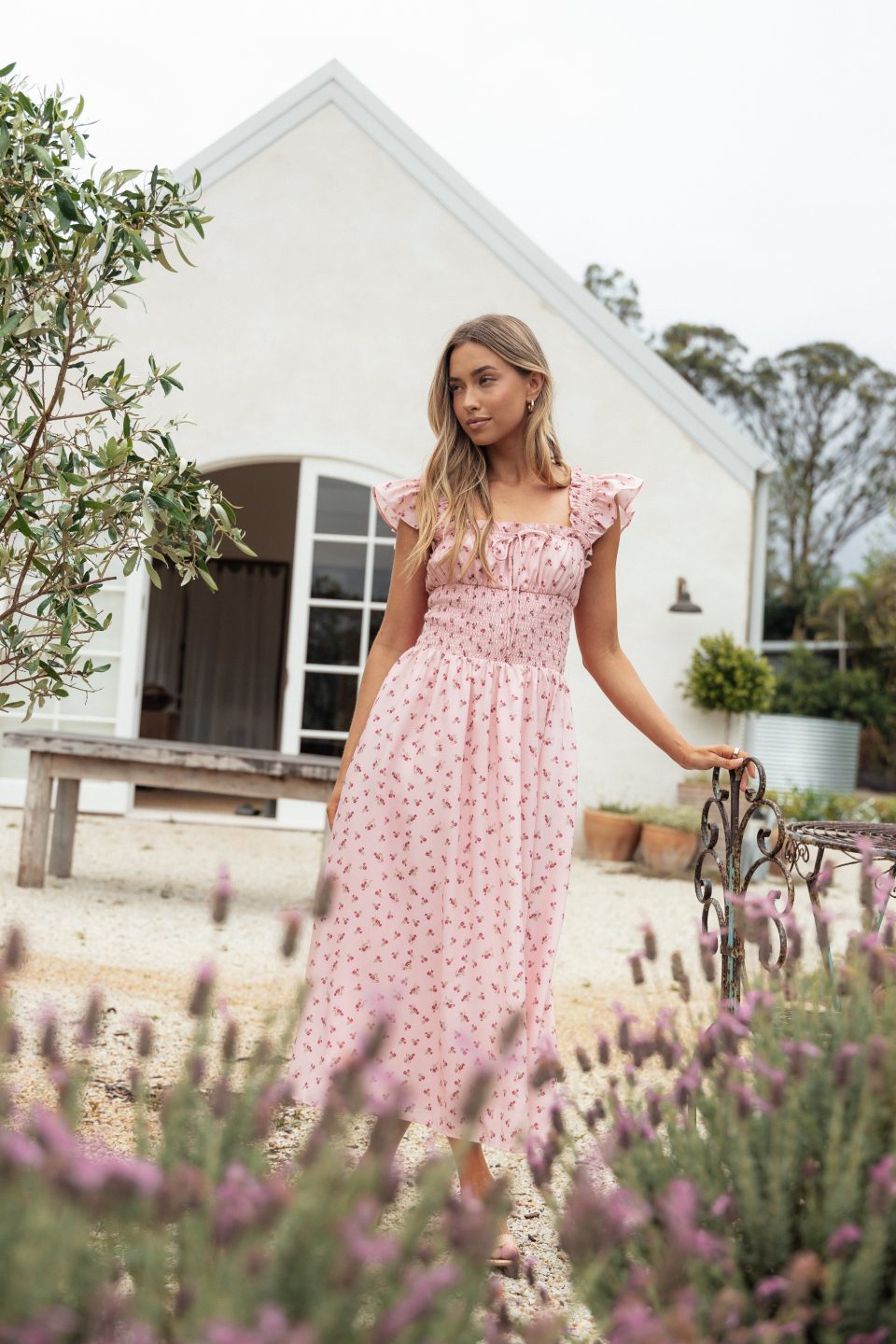 Bronte Midi Dress - Pink Floral