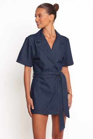 Bruna Denim Romper – Dark Wash