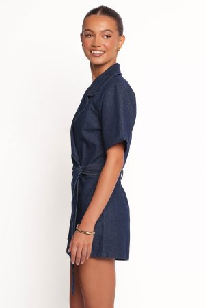 Bruna Denim Romper – Dark Wash