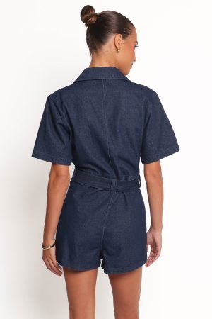 Bruna Denim Romper – Dark Wash